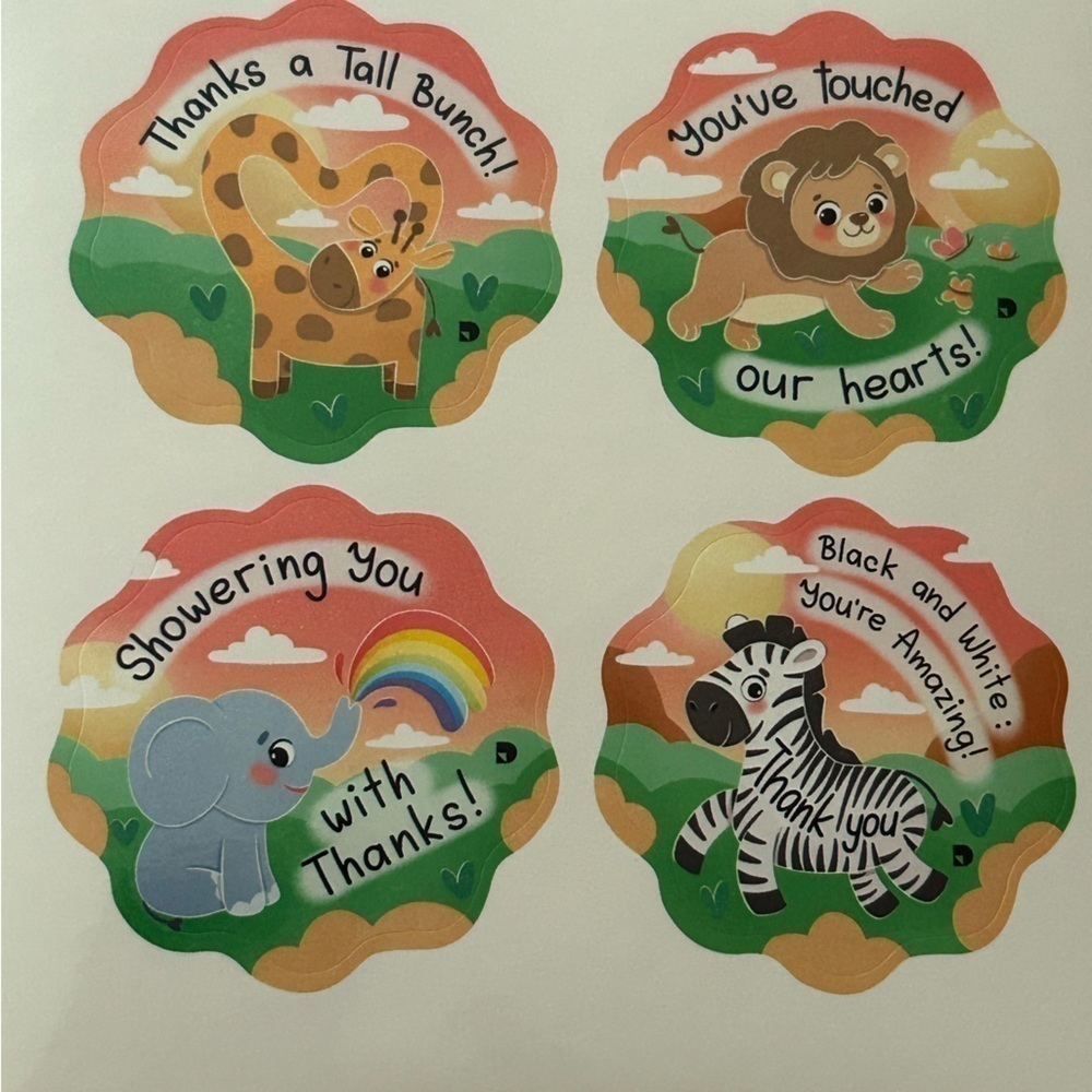 THANK YOU Safari Stickers (pk of 100) BRAND NEW